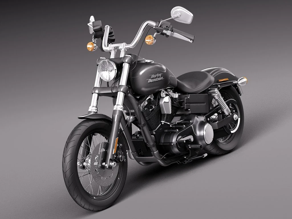 Harley Davidson Sportster Dyna Street Bob 2015 3D Model .c4d .max .obj .3ds .fbx .stl .blend 