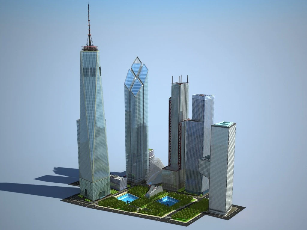 New World Trade Center Complex 3D Model .c4d .max .obj .3ds .fbx .stl .blend 