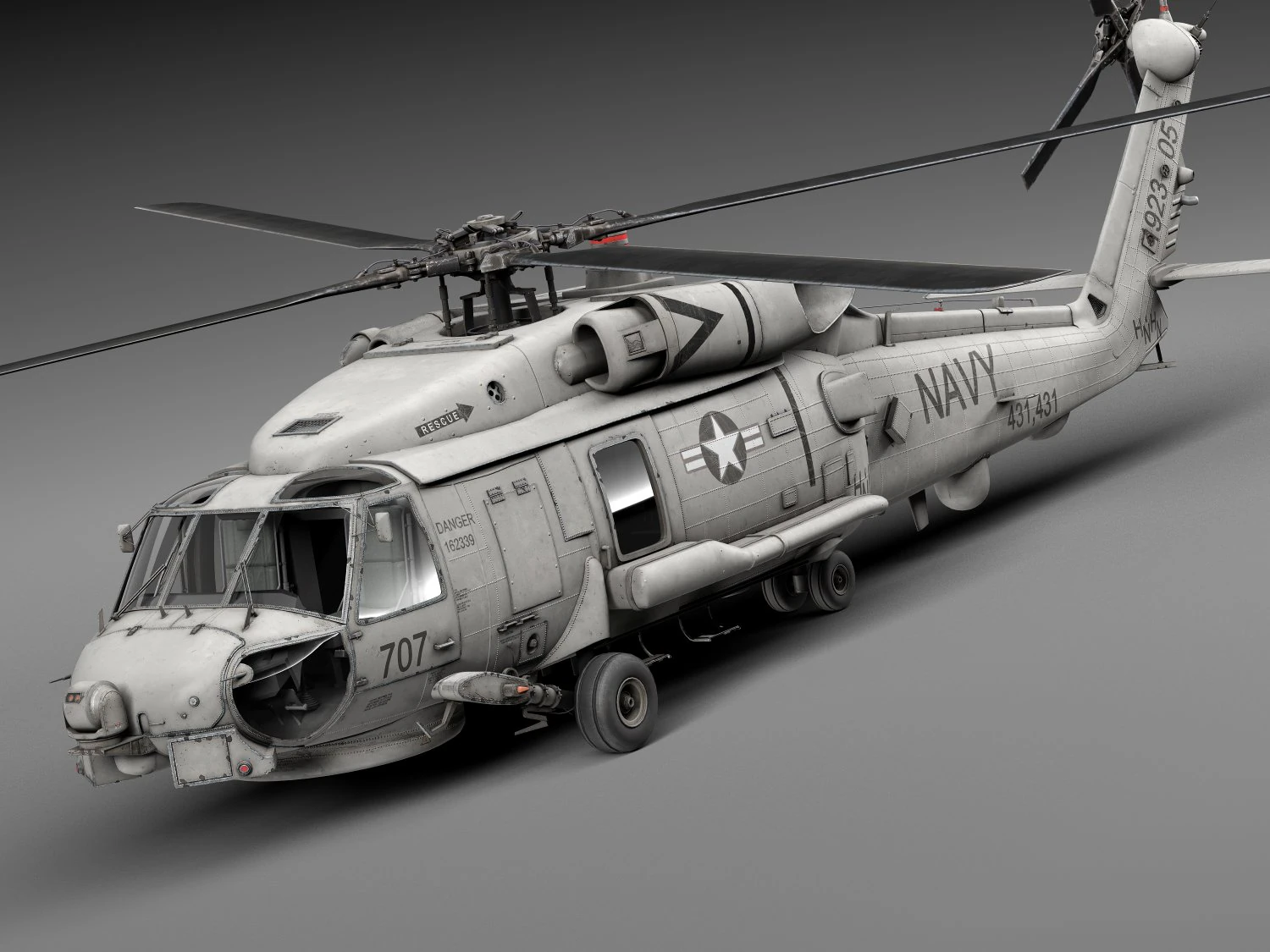 Sikorsky SH-60 Seahawk 3D Model .c4d .max .obj .3ds .fbx .stl .blend 