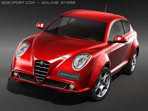 Alfa Romeo MiTo 2009 midpoly Modello 3D .c4d .max .obj .3ds .fbx .stl .blend 