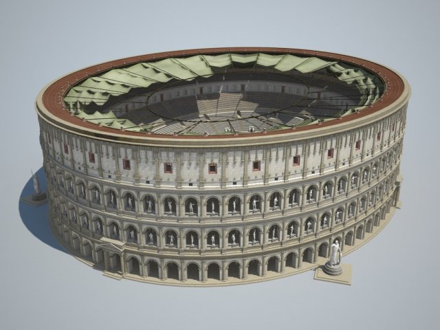 Colosseum New Undamaged 3D Model .c4d .max .obj .3ds .fbx .stl .blend 