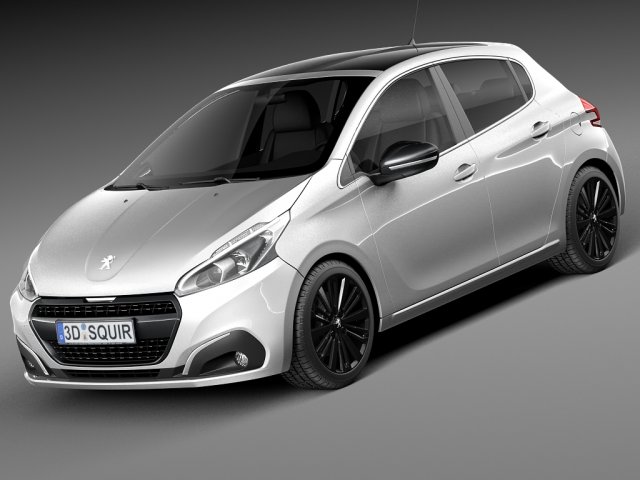 Peugeot 208 5-door 2016 3D Model .c4d .max .obj .3ds .fbx .stl .blend 