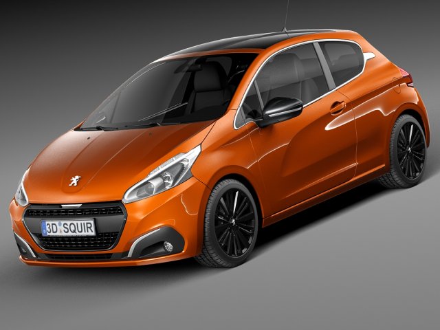 Peugeot 208 3-door 2016 Modelo 3D .c4d .max .obj .3ds .fbx .stl .blend 