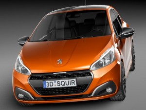Peugeot 208 3-door 2016 Modelo 3D