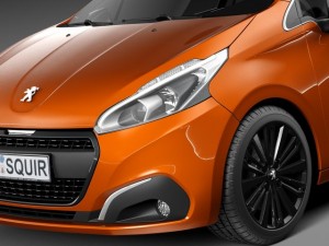 Peugeot 208 3-door 2016 Modelo 3D