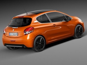 Peugeot 208 3-door 2016 Modelo 3D