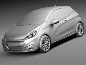 Peugeot 208 3-door 2016 Modelo 3D