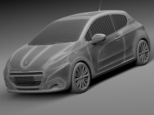Peugeot 208 3-door 2016 Modelo 3D