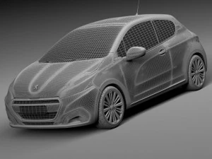 Peugeot 208 3-door 2016 3D Model