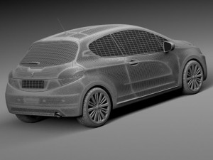 Peugeot 208 3-door 2016 Modelo 3D