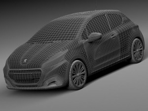 Peugeot 208 3-door 2016 Modelo 3D