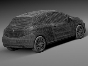 Peugeot 208 3-door 2016 Modelo 3D