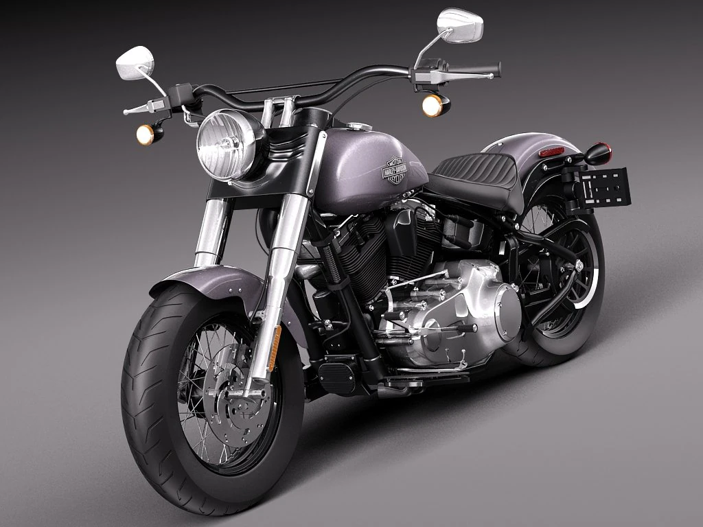 Harley Davidson Softail Slim 2015 3D Model .c4d .max .obj .3ds .fbx .stl .blend 