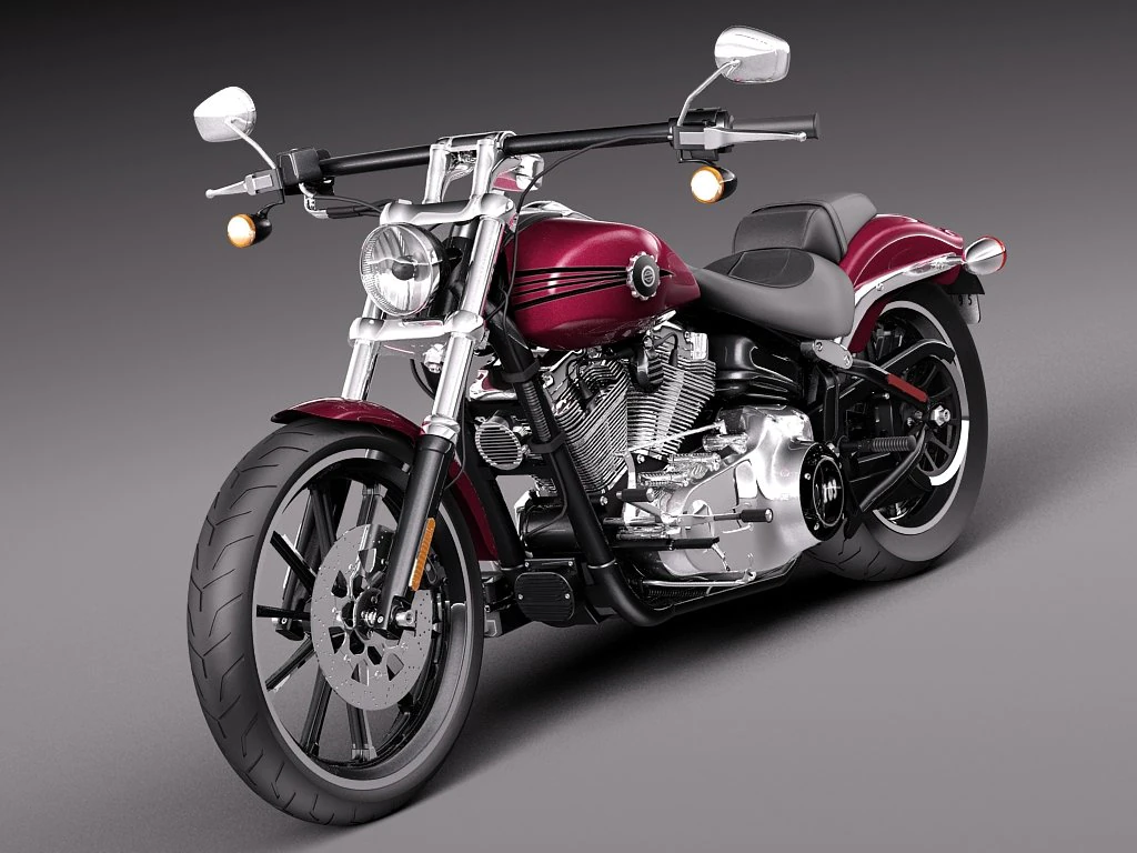 Harley Davidson Softail Breakout 2015 3D Model .c4d .max .obj .3ds .fbx .stl .blend 