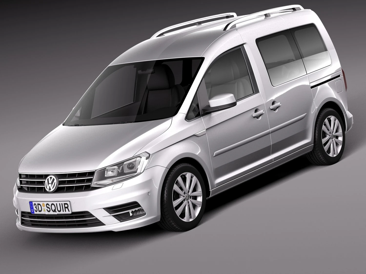 Volkswagen Caddy Passenger Van 2016 3D Model .c4d .max .obj .3ds .fbx .stl .blend 