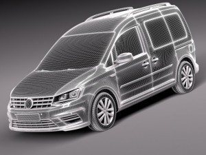 Volkswagen Caddy Passenger Van 2016 Model 3D