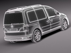 Volkswagen Caddy Passenger Van 2016 Model 3D