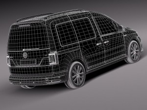 Volkswagen Caddy Passenger Van 2016 Model 3D