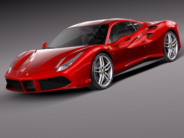 Ferrari 488 GTB 2016 3D Модель .c4d .max .obj .3ds .fbx .stl .blend 