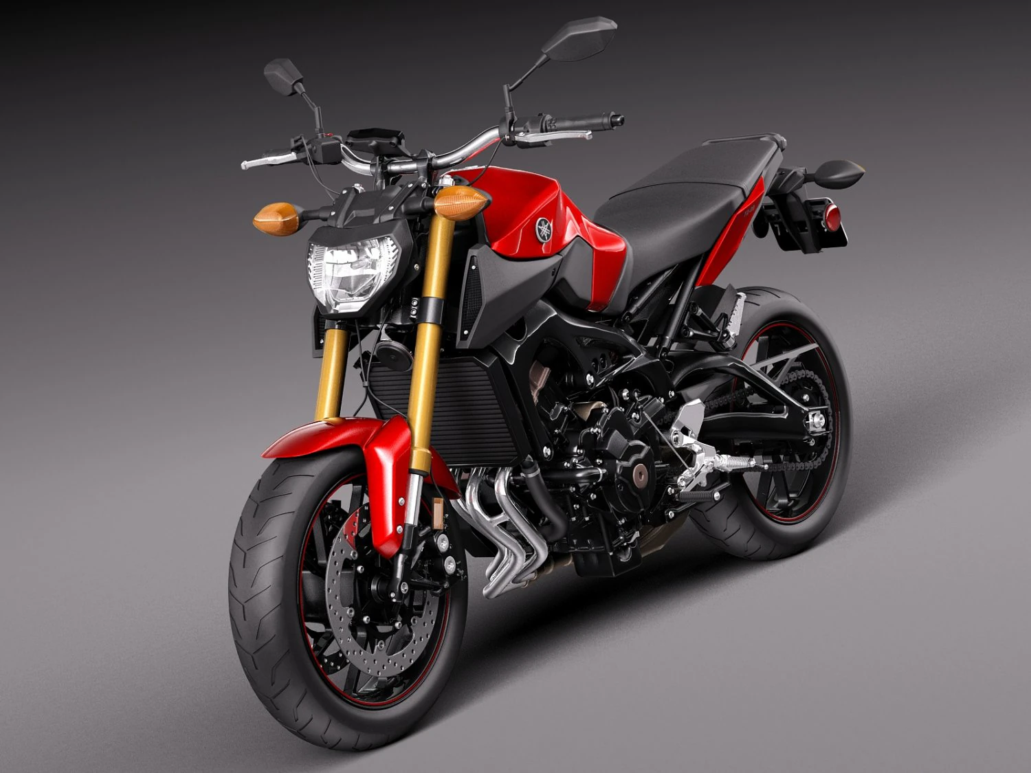 Yamaha FZ 09 2016 3D Model .c4d .max .obj .3ds .fbx .stl .blend
