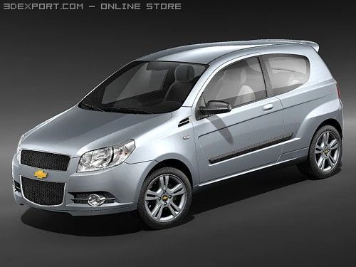 chevrolet aveo 2009 3 puertas Modelo 3D .c4d .max .obj .3ds .fbx .stl .blend 