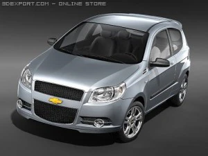 chevrolet aveo 2009 3 puertas Modelo 3D