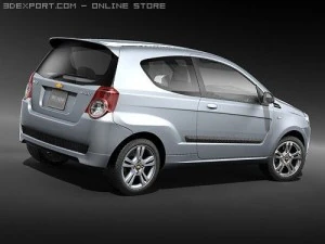 chevrolet aveo 2009 3 puertas Modelo 3D