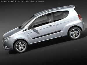 chevrolet aveo 2009 3 puertas Modelo 3D