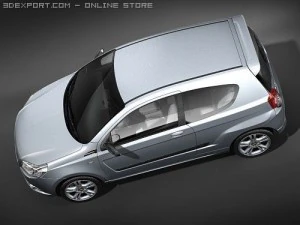 chevrolet aveo 2009 3 puertas Modelo 3D