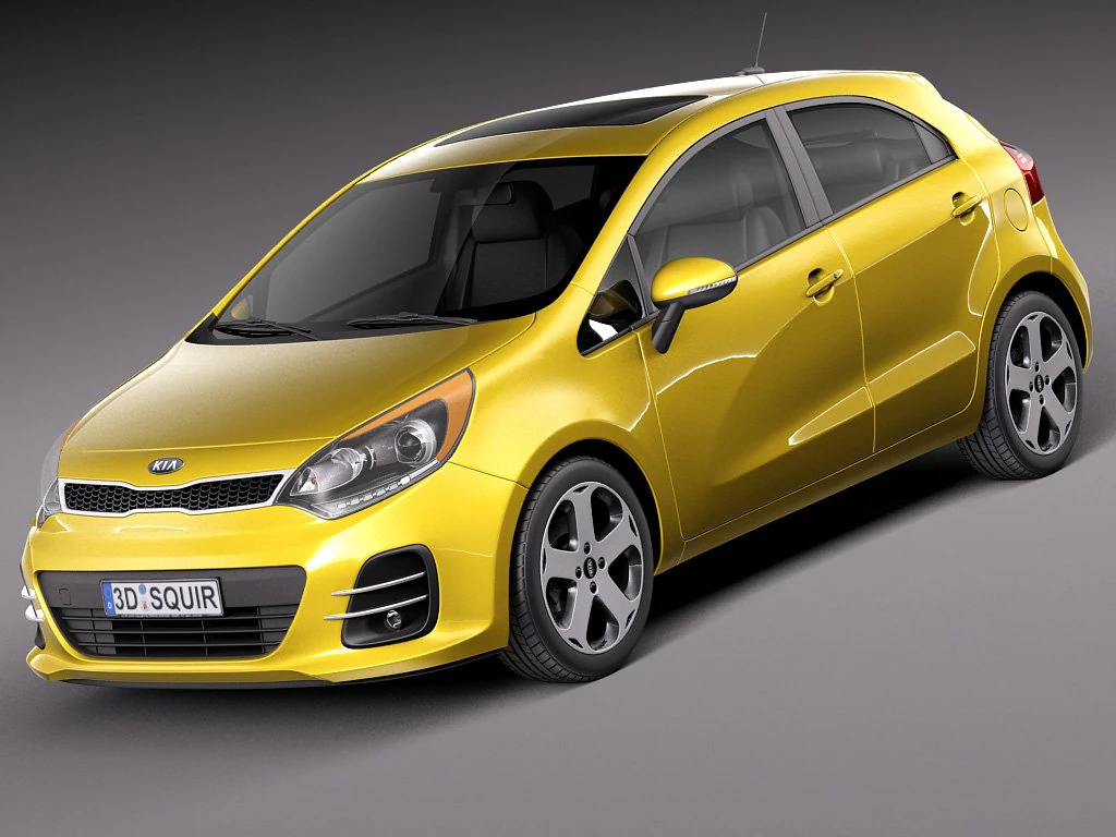 Kia Rio Hatchback 5-door 2016 3D Model .c4d .max .obj .3ds .fbx .stl .blend