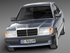 Mercedes-Benz 190E W201 1982-1993 3D मॉडल