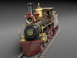Union Pacific 119 Steam Train 1868 3D Model