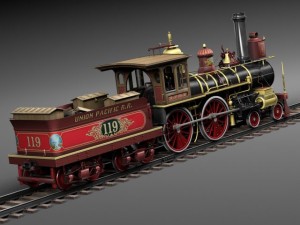 Union Pacific 119 Steam Train 1868 3D 模型