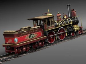 Union Pacific 119 Steam Train 1868 3D Model