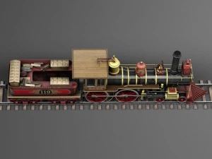 Union Pacific 119 Steam Train 1868 3D Model