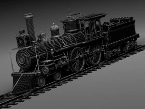 Union Pacific 119 Steam Train 1868 3D Model