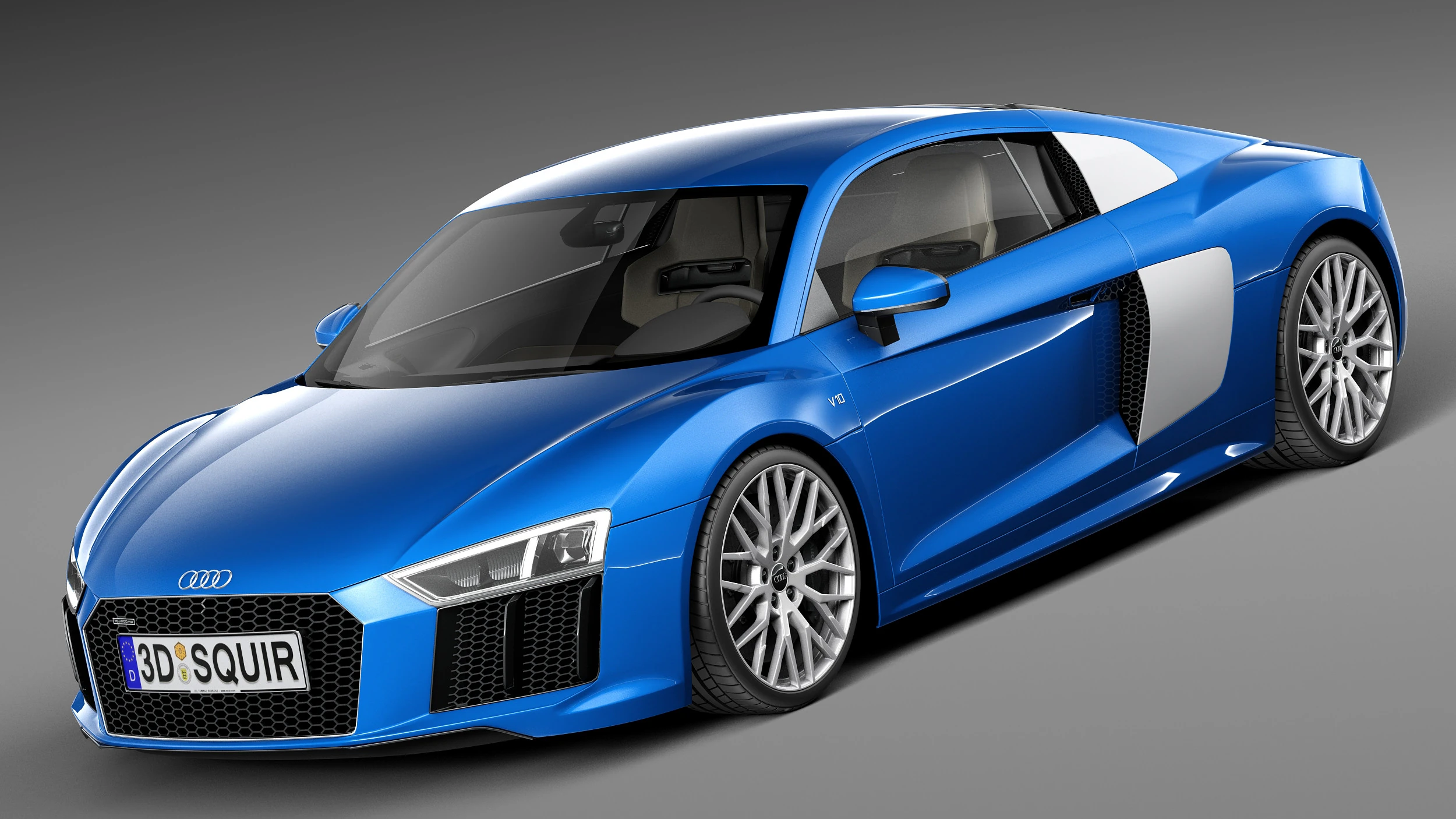 Audi R8 V10 2016 3D Model .c4d .max .obj .3ds .fbx .stl .blend