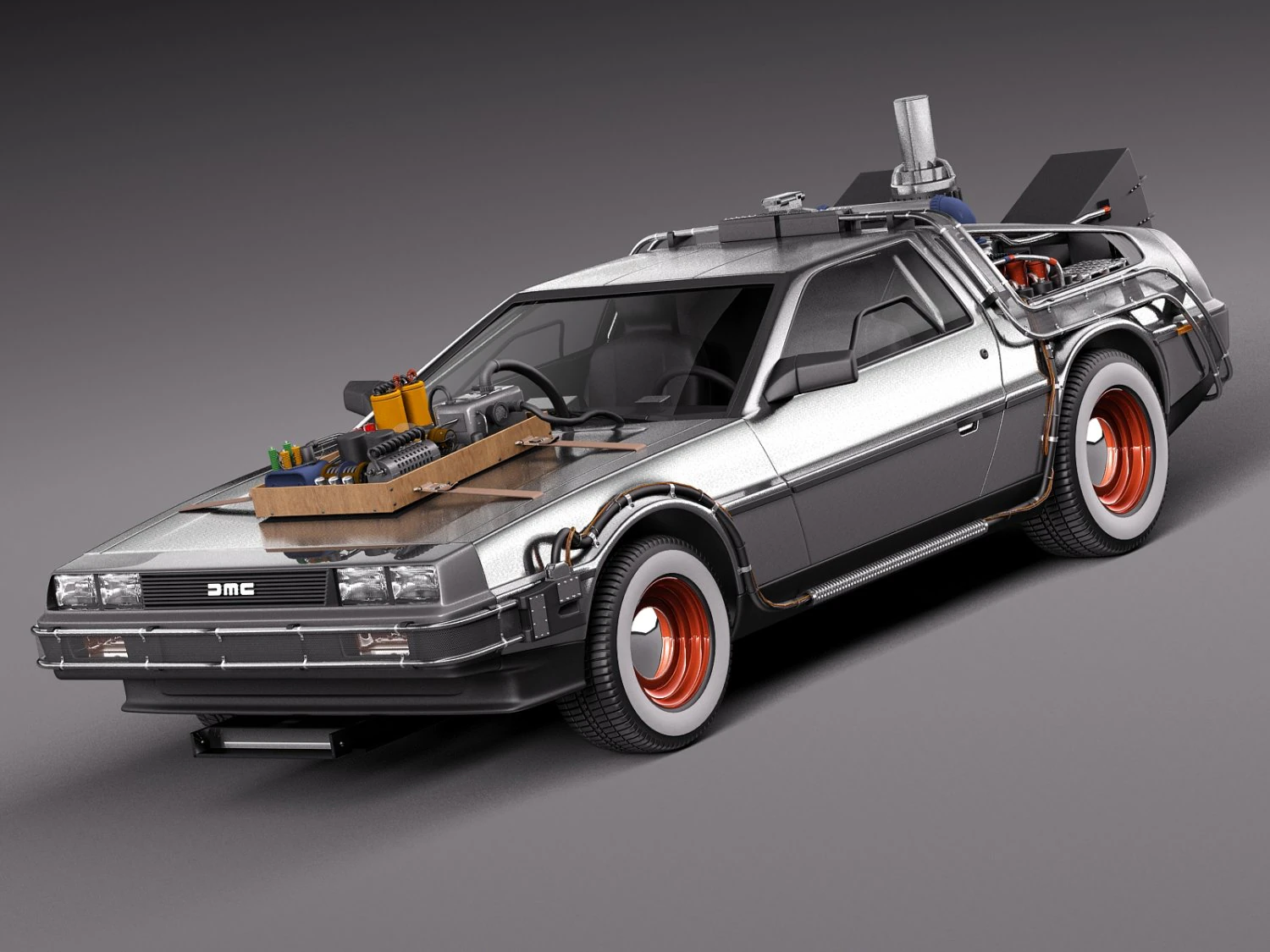 Back To The Future Delorean Episode 3 Wild West 3D Model .c4d .max .obj .3ds .fbx .stl .blend
