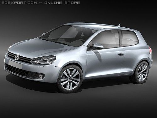 Volkswagen Golf VI 2009 3D Model .c4d .max .obj .3ds .fbx .stl .blend 