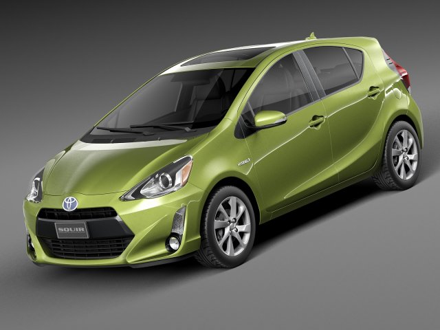 Toyota Prius C 2015 3D Модель .c4d .max .obj .3ds .fbx .stl .blend 