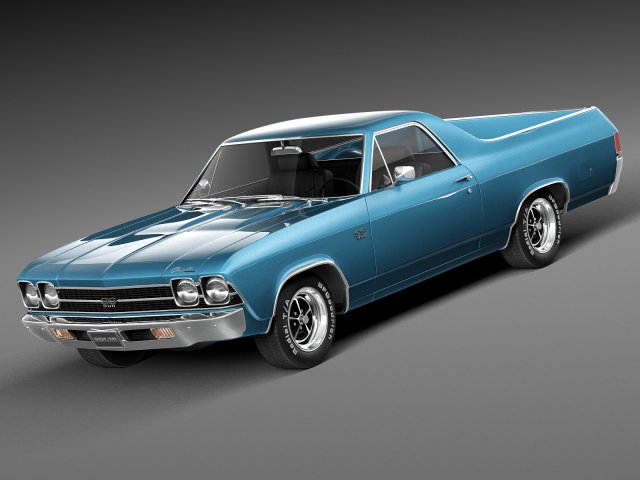 Chevrolet El Camino SS 1969 3D Model .c4d .max .obj .3ds .fbx .stl .blend 