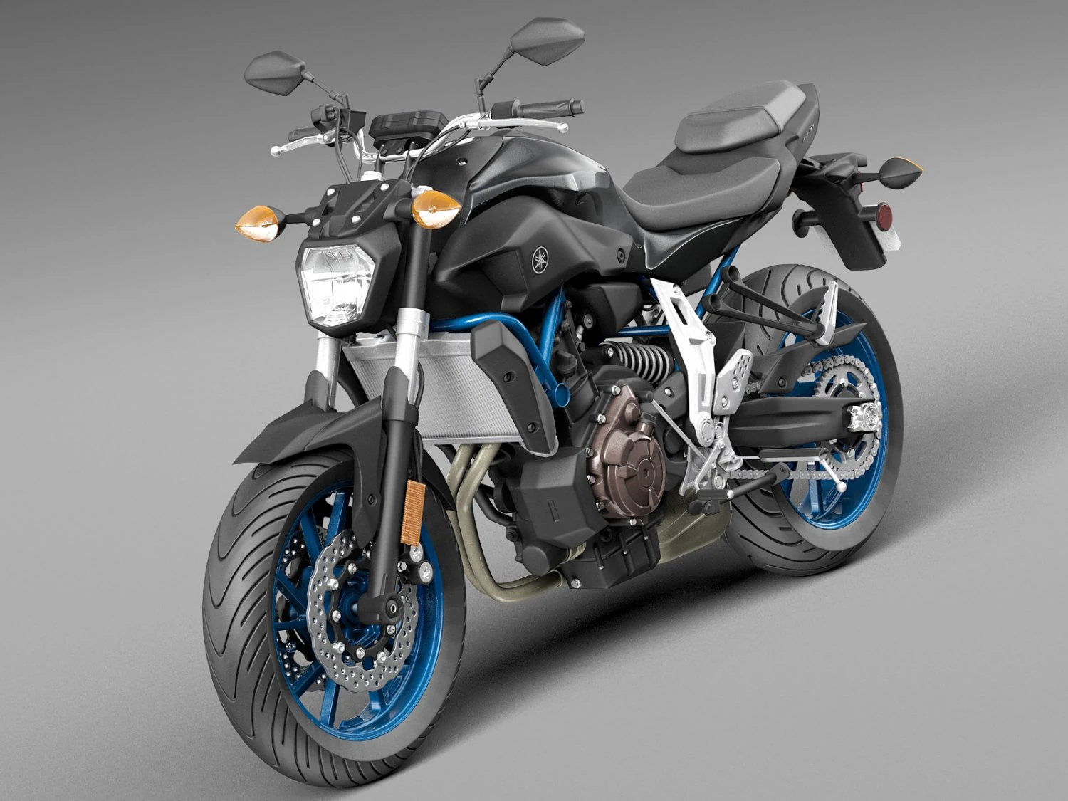 Yamaha FZ-07 2016 3D Model .c4d .max .obj .3ds .fbx .stl .blend 