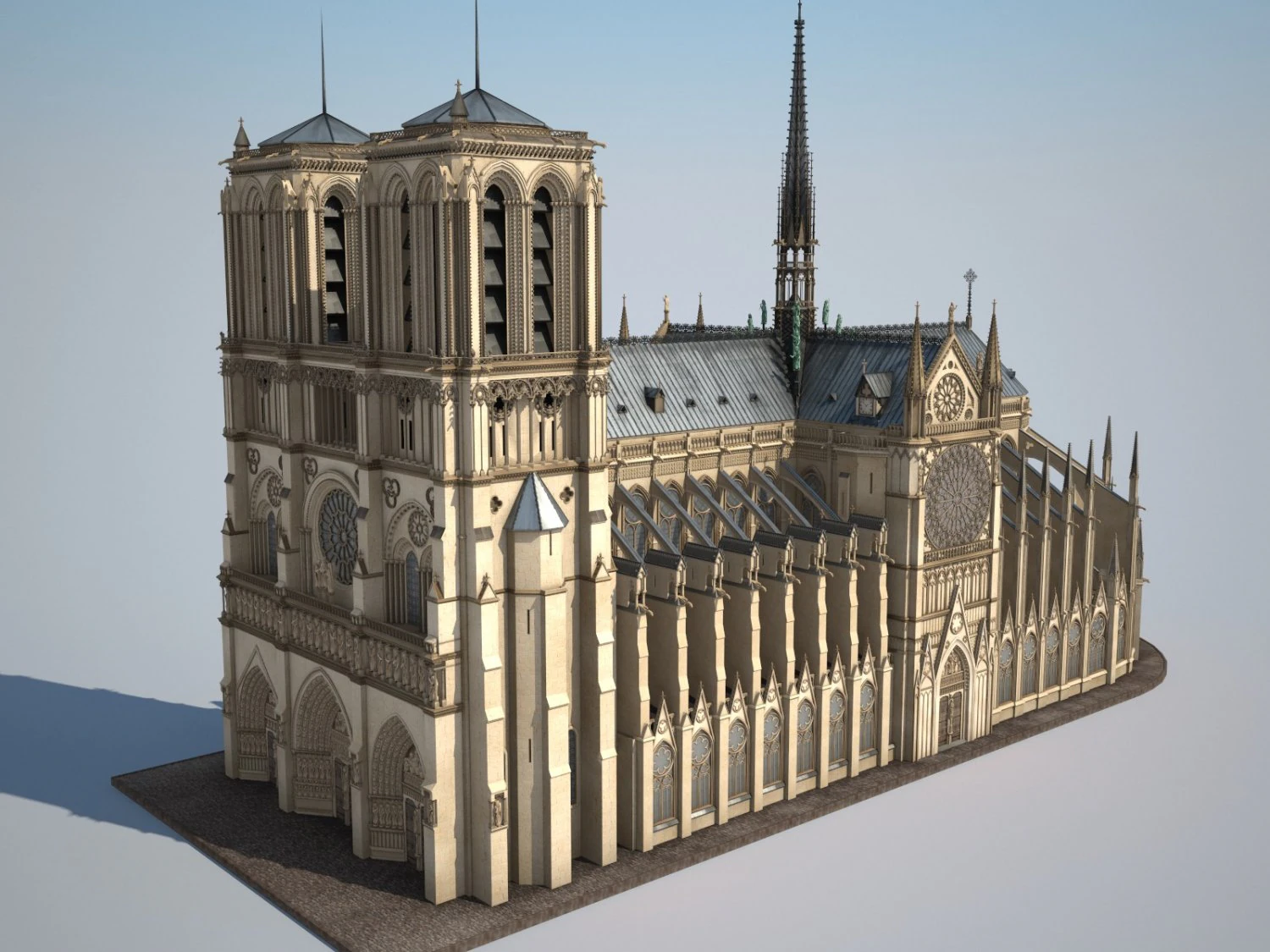 Notre-Dame de Paris Cathedral 3D Model .c4d .max .obj .3ds .fbx .stl .blend