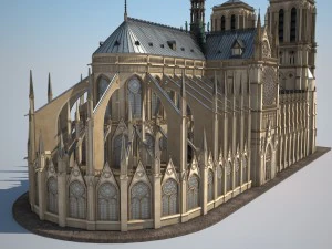 Notre-Dame de Paris Cathedral 3D Model