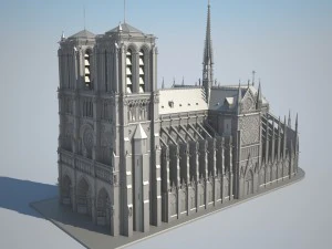 Notre-Dame de Paris Cathedral 3D Model