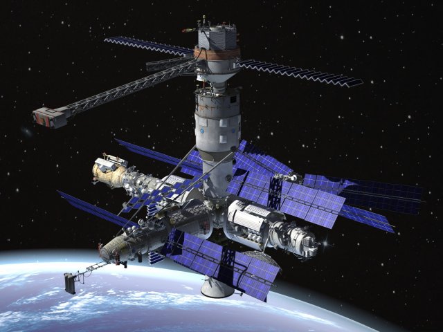 MIR Space Station Complex 3D Модель .c4d .max .obj .3ds .fbx .stl .blend 