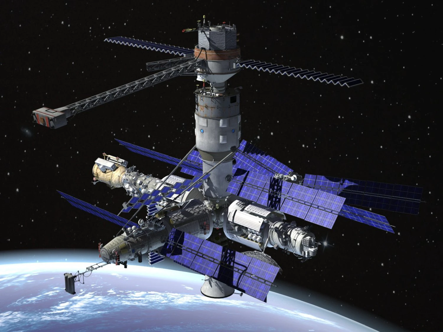 MIR Space Station Complex 3D Model .c4d .max .obj .3ds .fbx .stl .blend