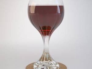 crystal glass with red wine 3D Model