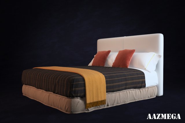 bed with pillows 3D 模型 .c4d .max .obj .3ds .fbx .stl .blend 
