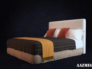 bed with pillows 3D Model